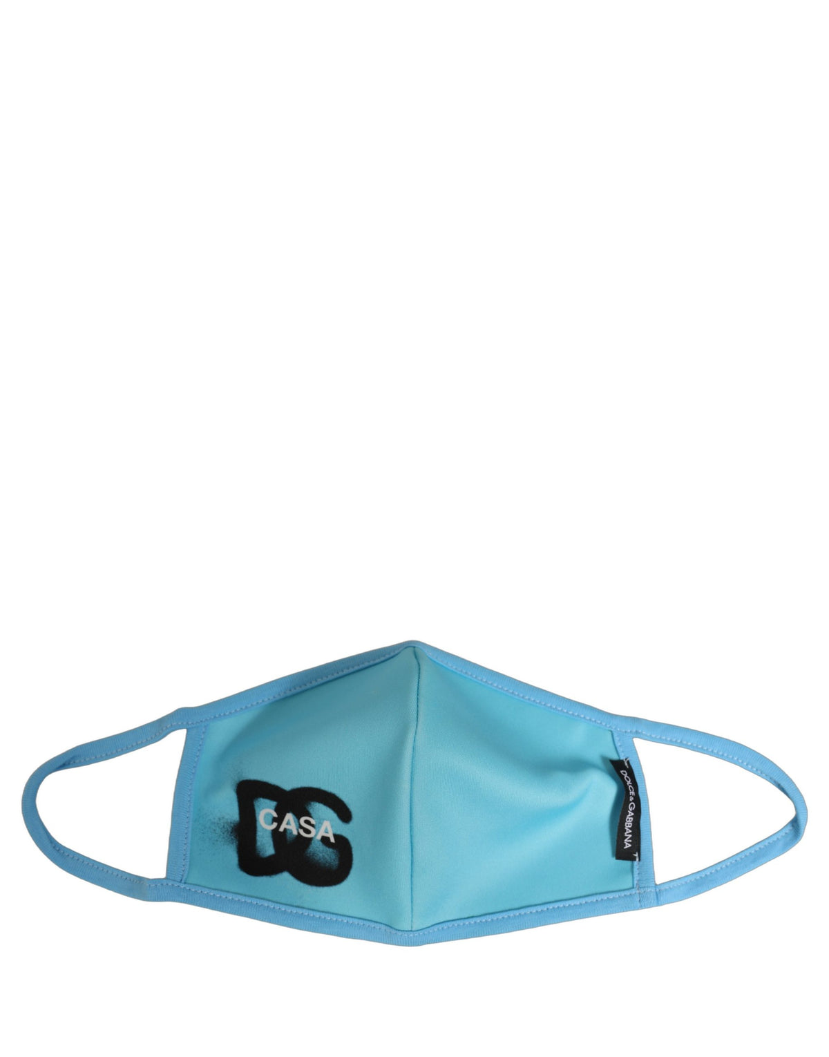 Dolce & Gabbana Blaue Gesichtsmaske aus Polyester mit DG CASA Logo und elastischem Ohrband