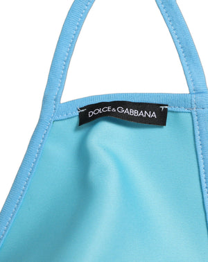 Dolce & Gabbana Blaue Gesichtsmaske aus Polyester mit DG CASA Logo und elastischem Ohrband
