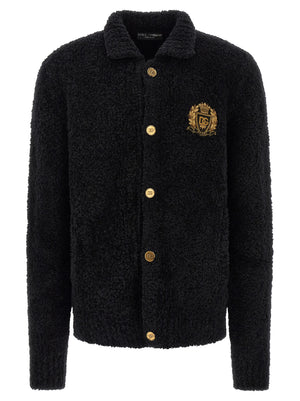 Dolce & Gabbana Schwarzer Cardigan aus Alpakaleder