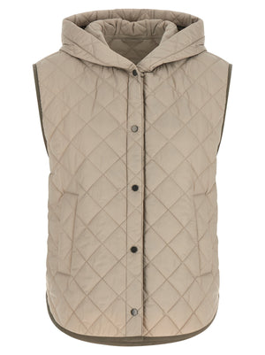 Brunello Cucinelli Beige Polyamid Ärmellose Jacke