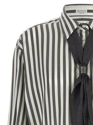 Brunello Cucinelli Zweifarbige Seidenbluse
