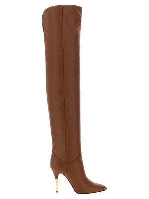 Valentino Garavani Braun Kalbsleder Overknee-Stiefel