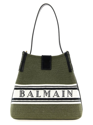 Balmain Schultertasche aus zweifarbigem Stoff