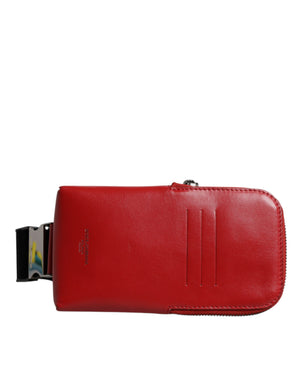Dolce & Gabbana Rote Kalbsleder Handy-Kartenetui Umhängetasche