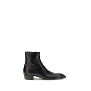 Saint Laurent Schwarze Ankle Boots aus Kalbsleder Bos Taurus