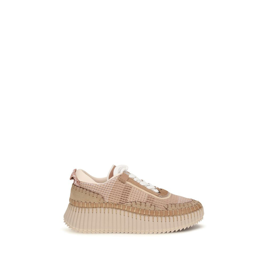 Chloé Beigefarbene Sportschuhe aus Nylon