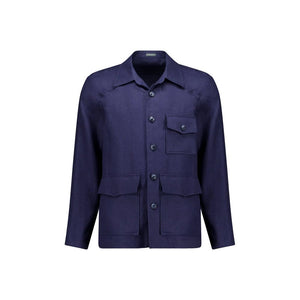 Autore Marineblaue Leinen-Ganzjahresjacke