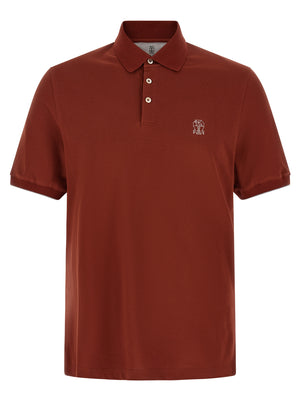 Brunello Cucinelli Rotes Baumwoll-Poloshirt