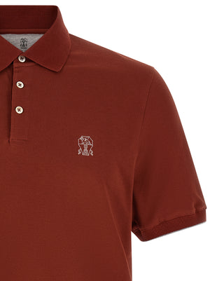 Brunello Cucinelli Rotes Baumwoll-Poloshirt