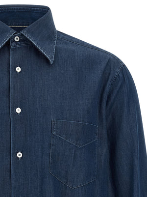 Brunello Cucinelli Blaue Baumwollbluse