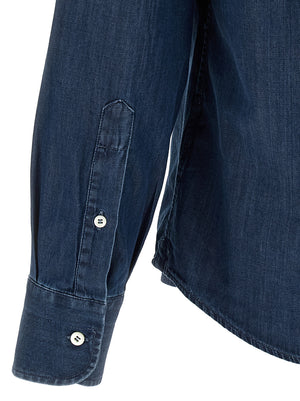 Brunello Cucinelli Blaue Baumwollbluse