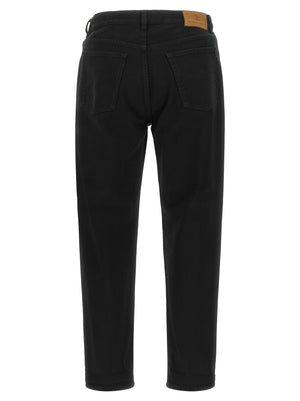 Brunello Cucinelli Schwarze Baumwoll-Jeans mit geradem Bein