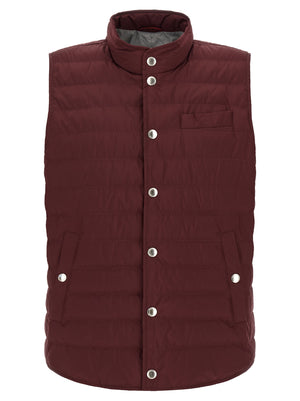 Brunello Cucinelli Ärmellose Jacke in Bordeaux aus Polyester