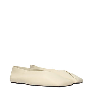Jil Sander Beige Leder Ballerinas