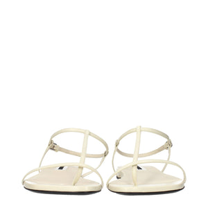 Jil Sander Beigefarbene Flip-Flop-Sandalen aus Leder