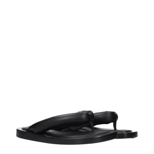 Jil Sander Schwarze Leder-Flip-Flop-Sandalen