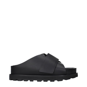 Jil Sander Schwarze Leder-Slipper