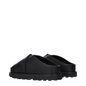 Jil Sander Schwarze Leder-Slipper