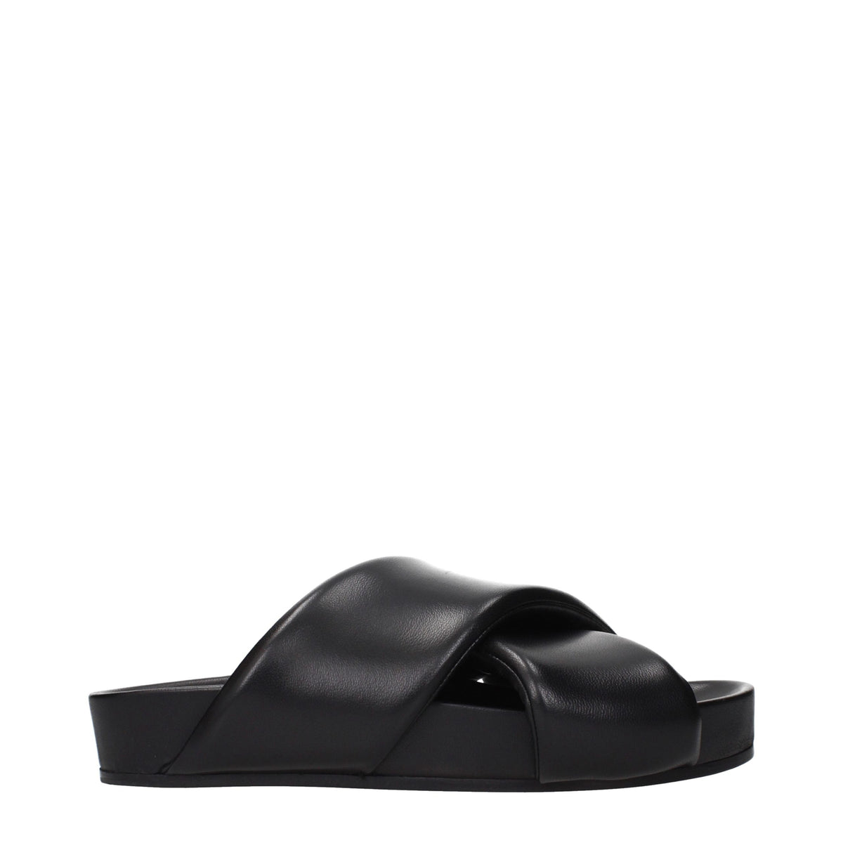 Jil Sander Schwarze Leder-Slipper
