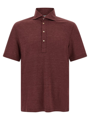 Brunello Cucinelli Polo-Shirt aus bordeauxroter Schurwolle