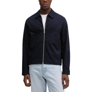 Blue Cotton Full-Length Jacket
