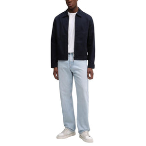 Blue Cotton Full-Length Jacket