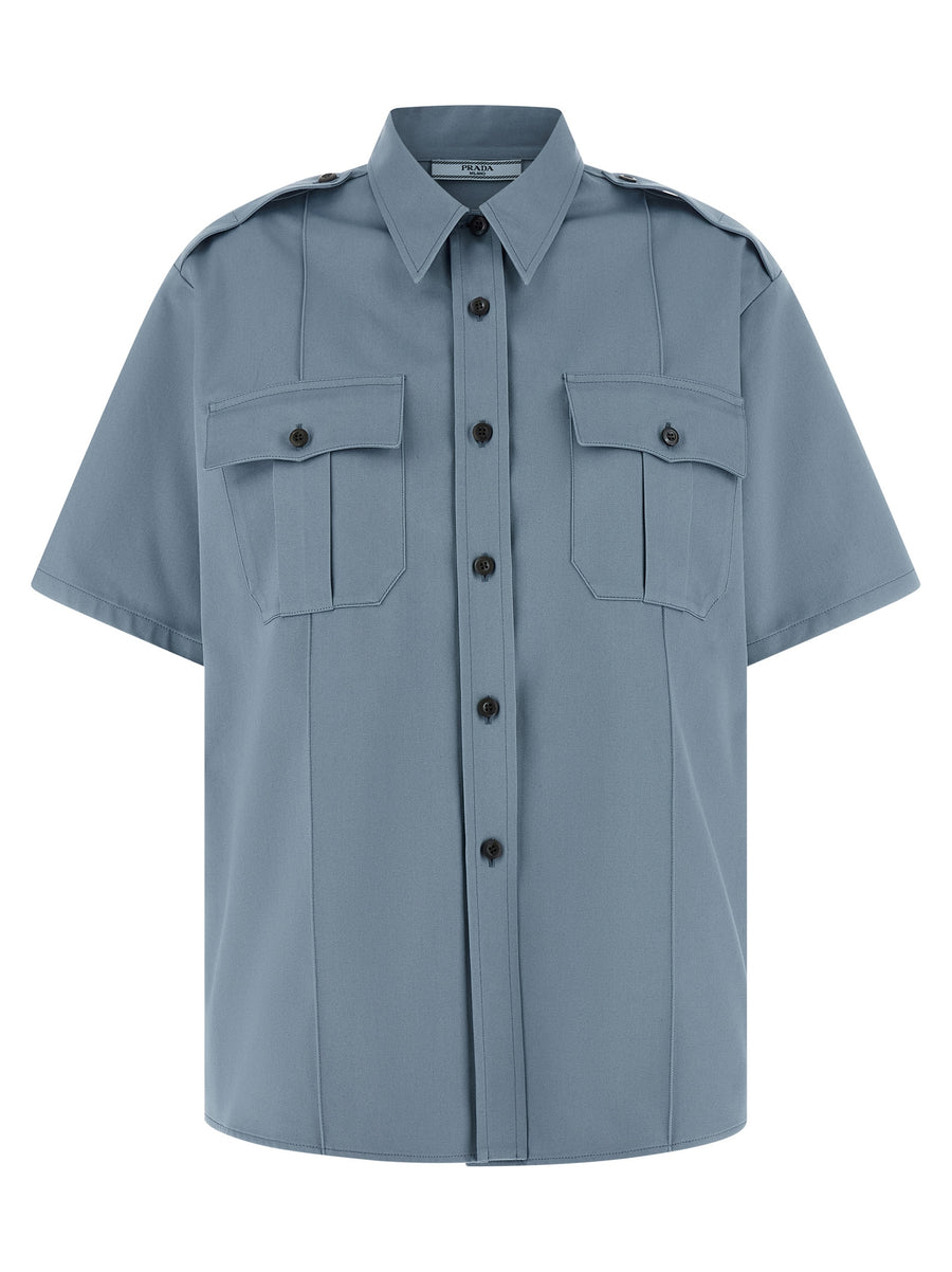 Prada Blaue Baumwollbluse
