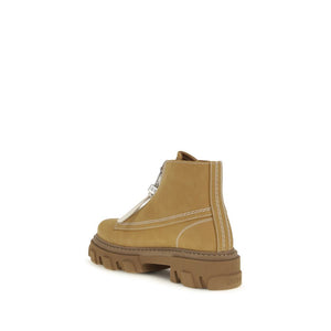 Ganni Beige Recycled Leather Schnürstiefel