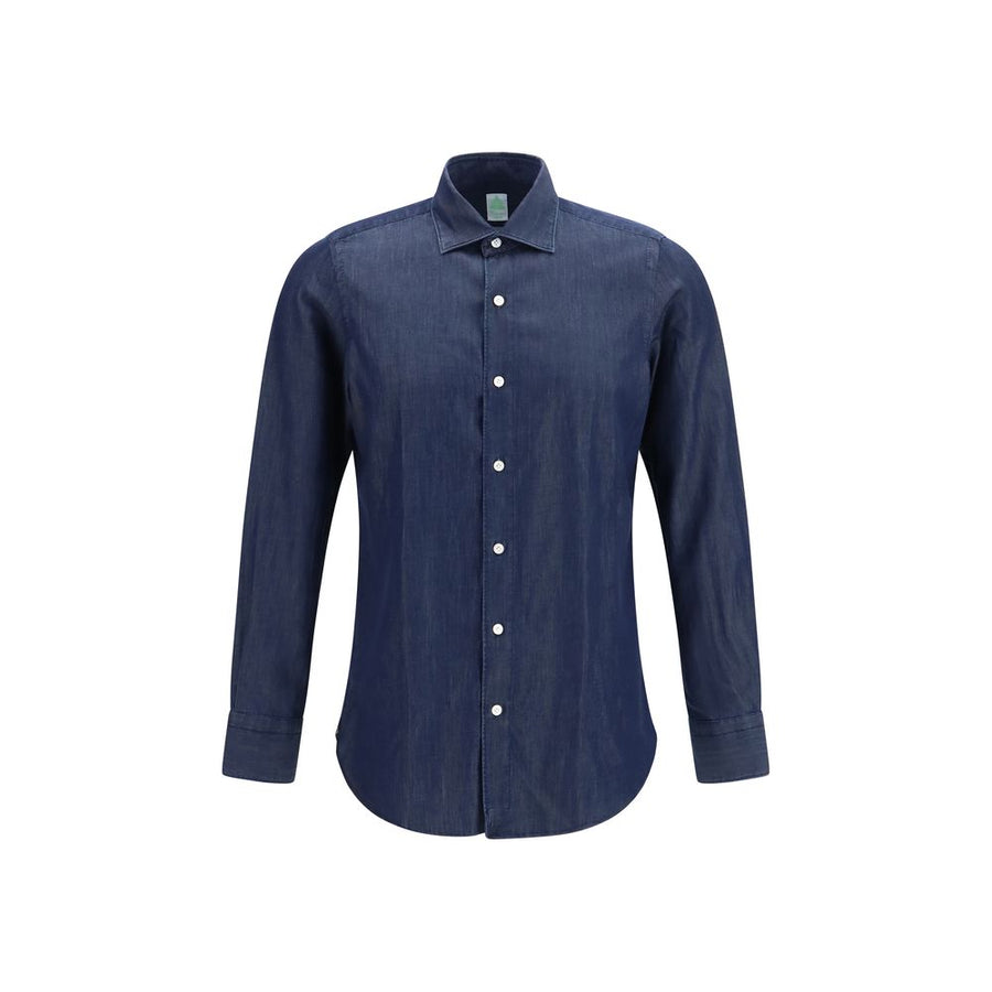 Finamore Blaues Denim-Hemd