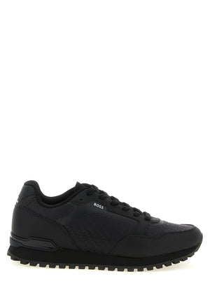 Black Polyester Athletic Sneakers