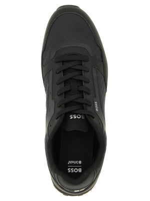 Black Polyester Athletic Sneakers