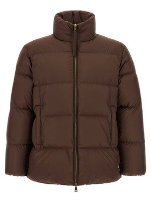 Brown Polyester Full-Length Jacket