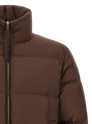 Brown Polyester Full-Length Jacket