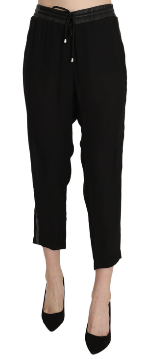 Guess Schwarze Polyesterhose mit hoher Taille und verkürzter Hose
