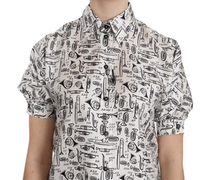 Dolce & Gabbana Trompetendruck Knopfleiste Seidentop Bluse