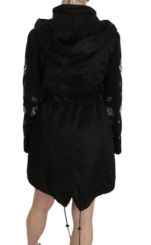 John Richmond Floral Pailletten Perlen Jacke mit Kapuze Mantel