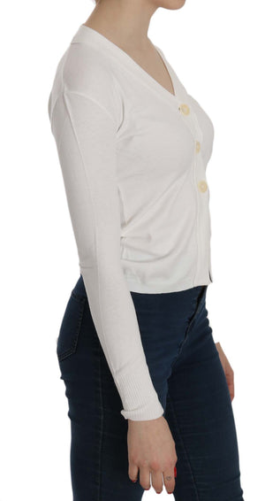 BYBLOS Weißer V-Ausschnitt Langarm Strickjacke Tops Pullover