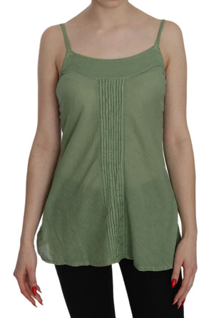 PINK MEMORIES Grünes Seiden-Spaghettiträger-Tank-Top Bluse