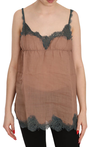 PINK MEMORIES Braunes Spaghetti-Träger-Tank-Top Bluse