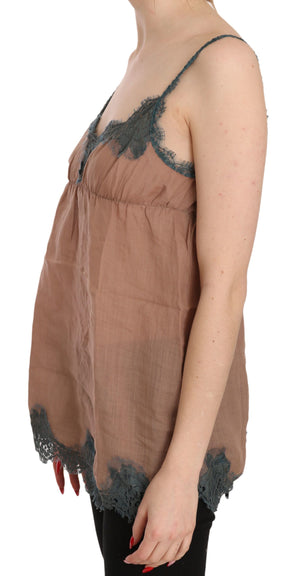 PINK MEMORIES Braunes Spaghetti-Träger-Tank-Top Bluse