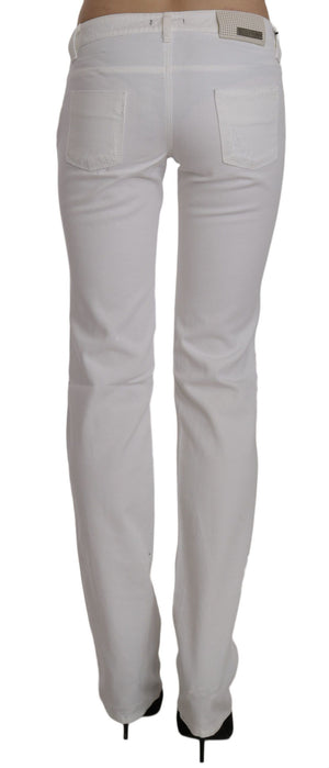 Costume National Weiße Baumwolle Slim Fit Straight Jeans Hose
