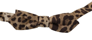 Dolce & Gabbana Braun Leopard Seide Verstellbare Hals Papillon Männer Fliege