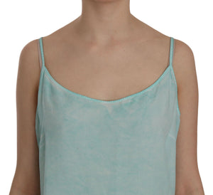 Ermanno Scervino Blaues ärmelloses Spaghettikleid Bluse