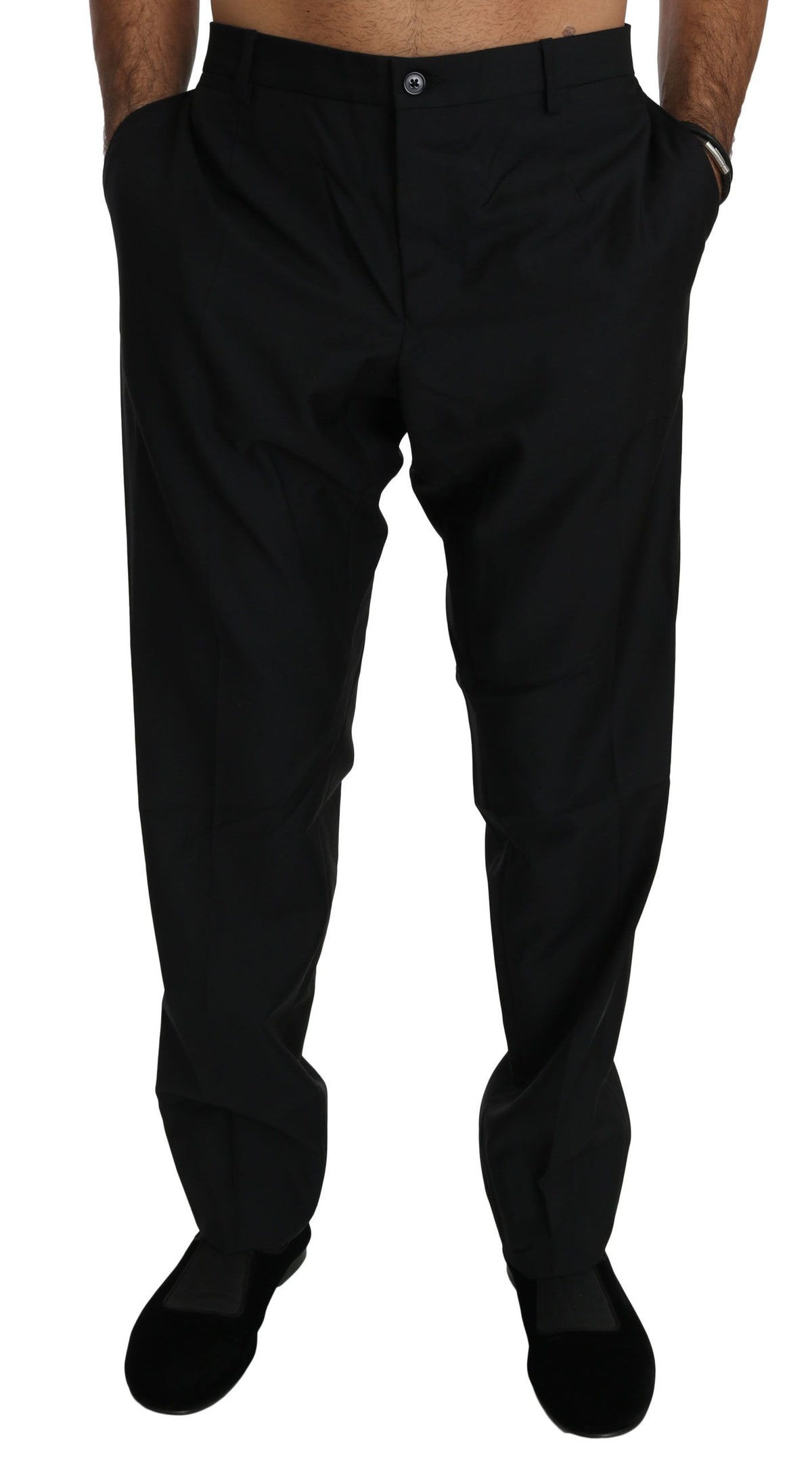 Dolce & Gabbana Schwarzes Kleid Formale Hose Männer Wolle Hose