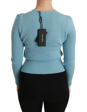 Dolce & Gabbana Blauer Pullover aus Wolle Queen Heart