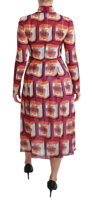 Dolce & Gabbana Lila Seide Bellezza A-Linien Kleid