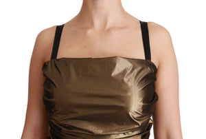 Dolce & Gabbana Nylon Bronze Bodycon Etuikleid Mini Dress