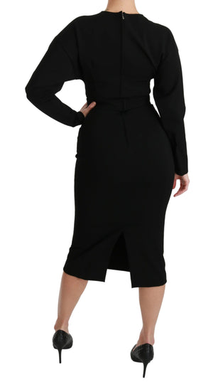 Dolce & Gabbana Schwarzes Bodycon Etuikleid Midi Stretch Kleid