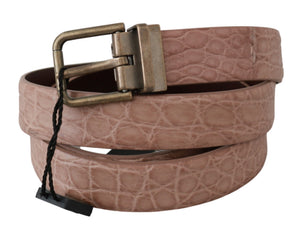 Dolce & Gabbana Beige Exotische Haut Goldschnalle Ledergürtel