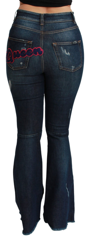 Dolce & Gabbana Blaue Denim-Baumwoll-Stretch-Schlaghosen
